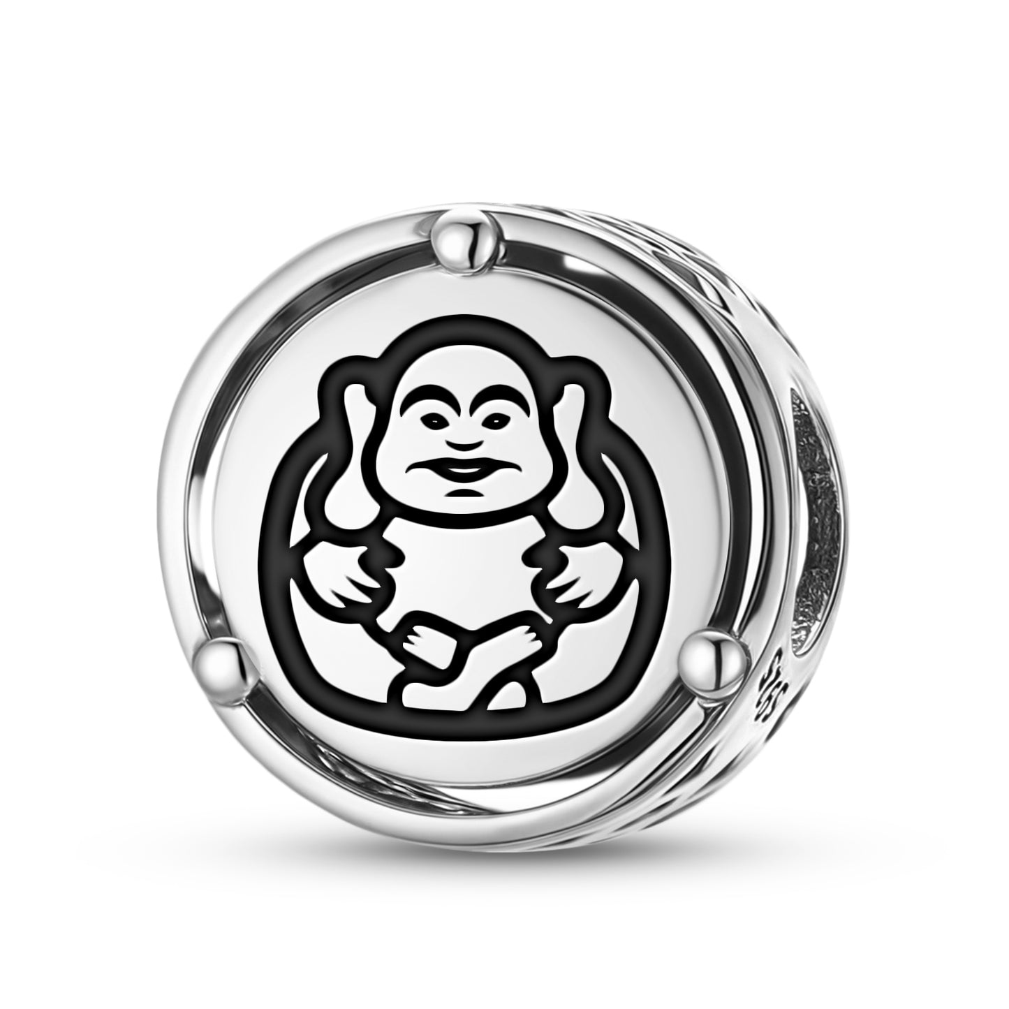 925 Sterling Silver Chinese Laughing Buddha Charms For Bracelets & Necklaces Pendants Beads Jewelry Fit Pan Bracelet Charm Ethnic Cultural Symbols Gifts For Women