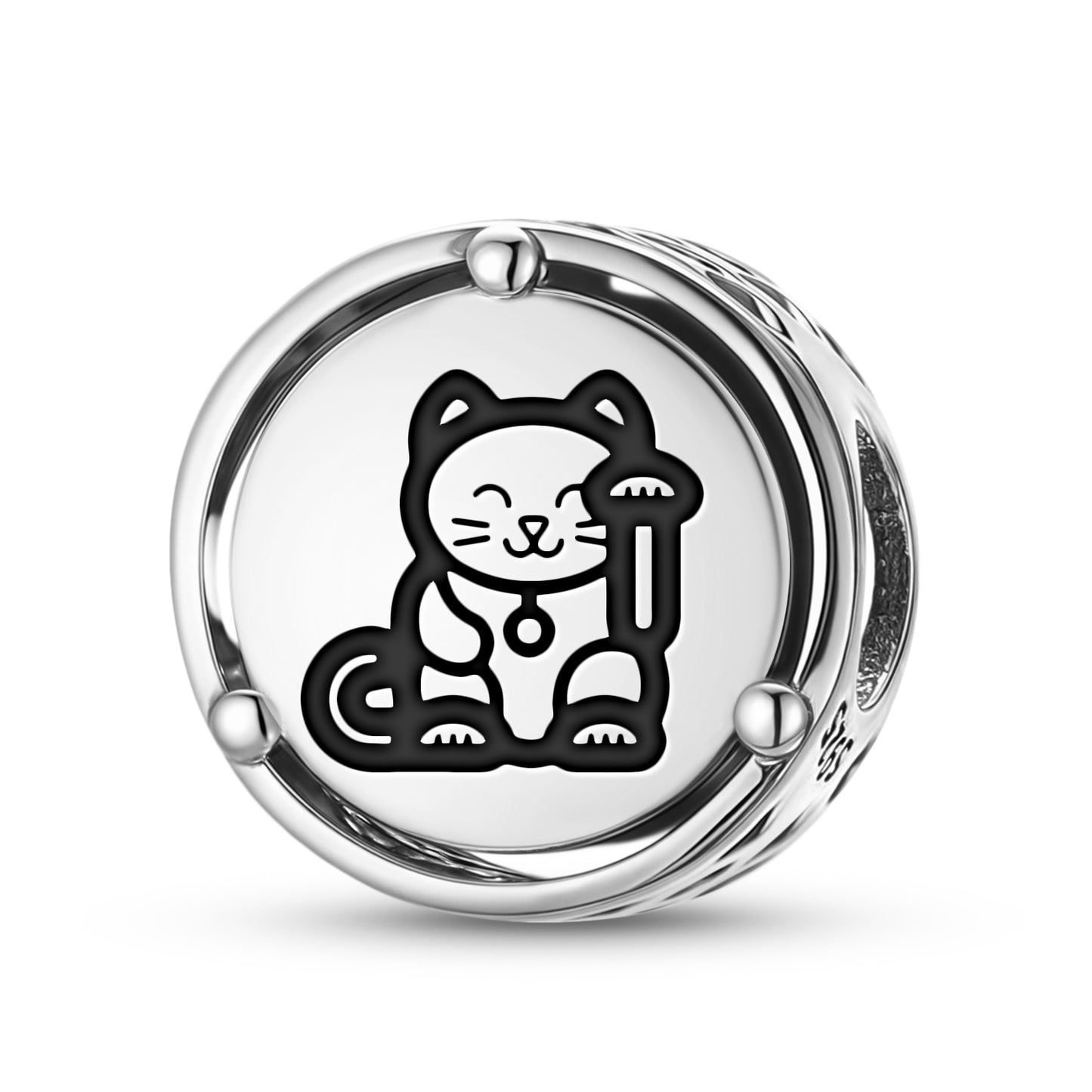 925 Sterling Silver Chinese Lucky Cat Charms For Bracelets & Necklaces Pendants Beads Jewelry Fit Pan Bracelet Charm Ethnic Cultural Symbols Gifts For Women