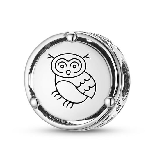 925 Sterling Silver Geomantic Omen The Owl Charms For Bracelets & Necklaces Pendants Beads Jewelry Fit Pan Bracelet Charm Ethnic Cultural Symbols Gifts For Women