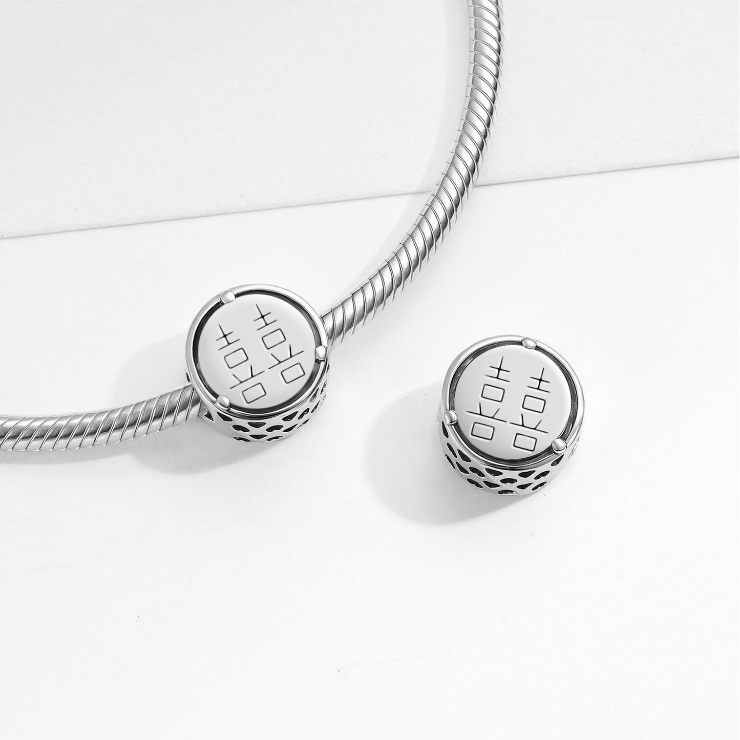 925 Sterling Silver Geomantic Omen Double Happiness Charms For Bracelets & Necklaces Pendants Beads Jewelry Fit Pan Bracelet Charm Ethnic Cultural Symbols Gifts For Women