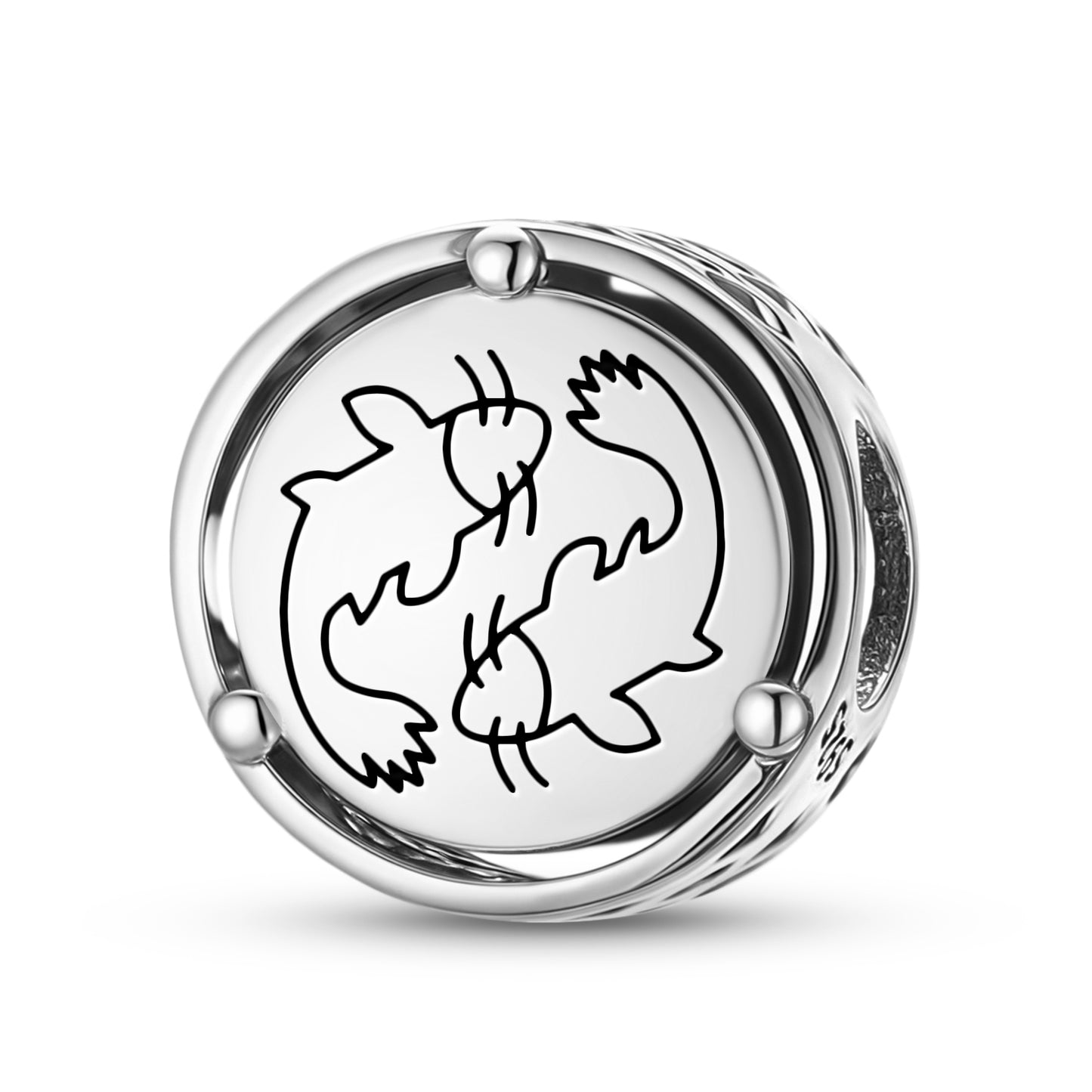 925 Sterling Silver Geomantic Omen Double Fish Charms For Bracelets & Necklaces Pendants Beads Jewelry Fit Pan Bracelet Charm Ethnic Cultural Symbols Gifts For Women