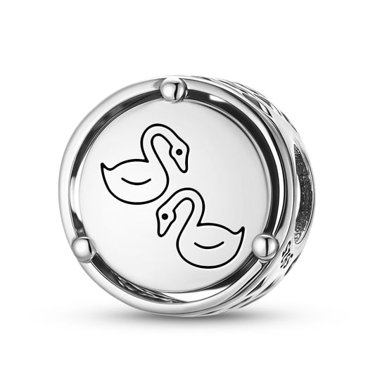 925 Sterling Silver Geomantic Omen Mandarin Ducks Charms For Bracelets & Necklaces Pendants Beads Jewelry Fit Pan Bracelet Charm Ethnic Cultural Symbols Gifts For Women