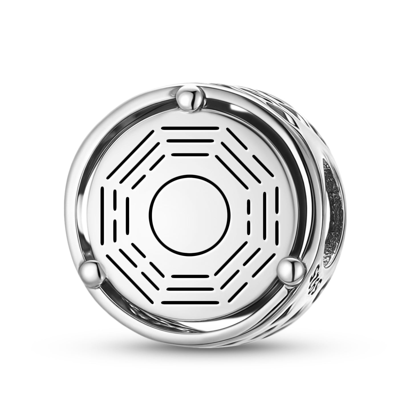925 Sterling Silver Geomantic Omen Bagua Mirror Charms For Bracelets & Necklaces Pendants Beads Jewelry Fit Pan Bracelet Charm Ethnic Cultural Symbols Gifts For Women
