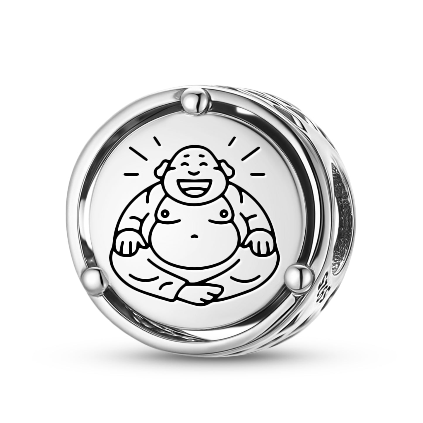 925 Sterling Silver Geomantic Omen Laughing Buddha Charms For Bracelets & Necklaces Pendants Beads Jewelry Fit Pan Bracelet Charm Ethnic Cultural Symbols Gifts For Women