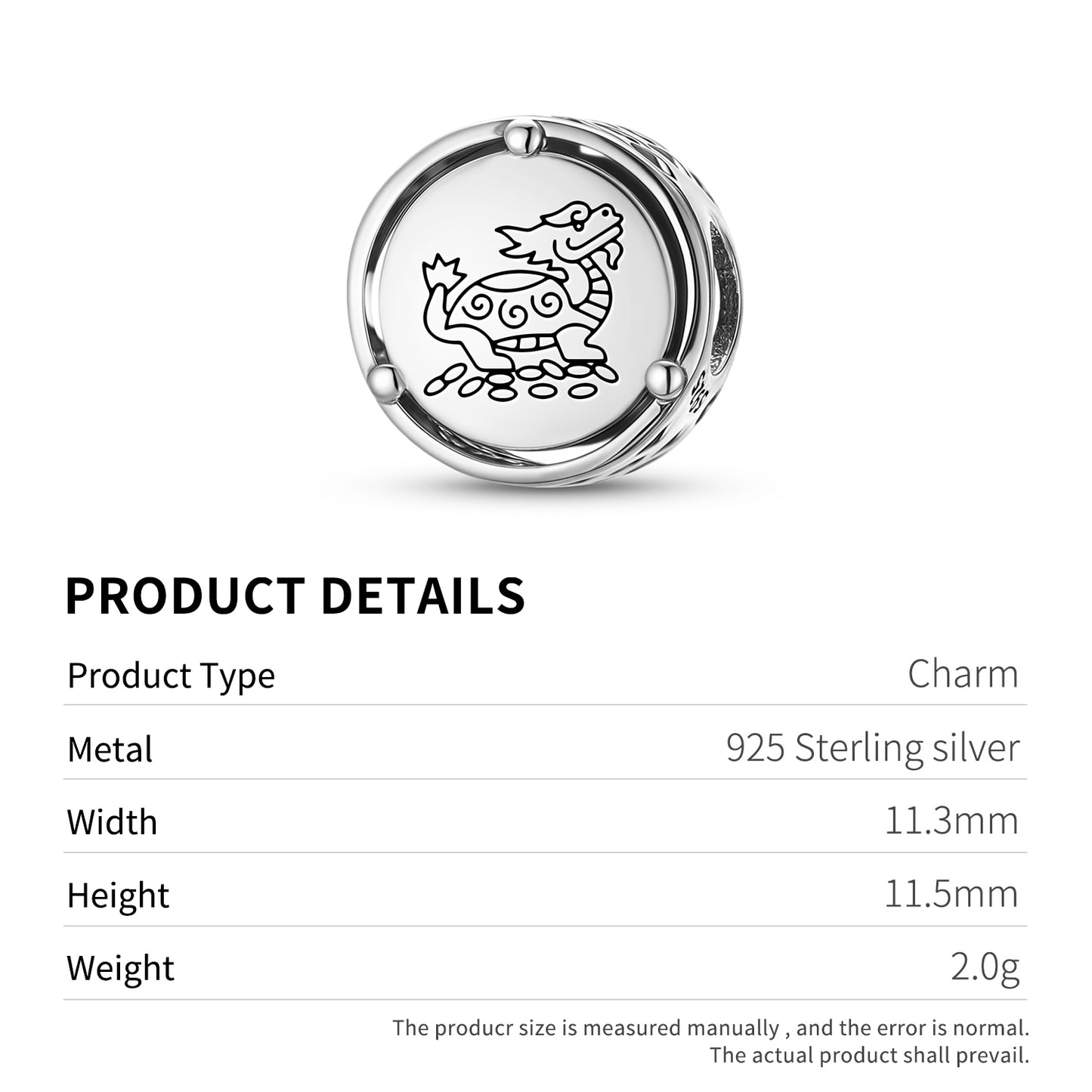 925 Sterling Silver Geomantic Omen Dragon Turtle Charms For Bracelets & Necklaces Pendants Beads Jewelry Fit Pan Bracelet Charm Ethnic Cultural Symbols Gifts For Women
