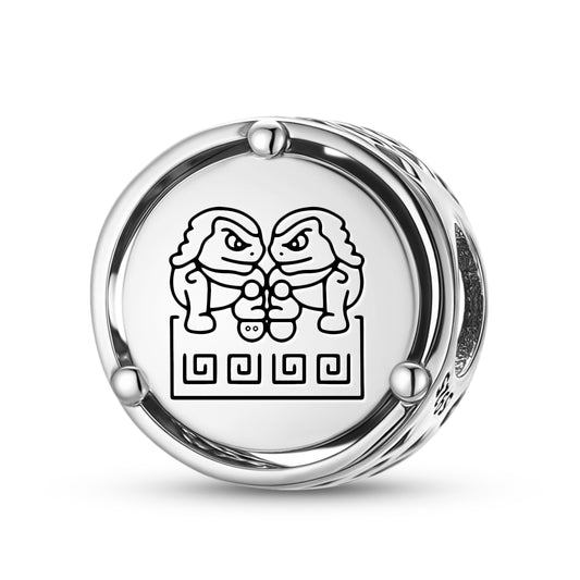925 Sterling Silver Geomantic Omen Fu Dogs Charms For Bracelets & Necklaces Pendants Beads Jewelry Fit Pan Bracelet Charm Ethnic Cultural Symbols Gifts For Women