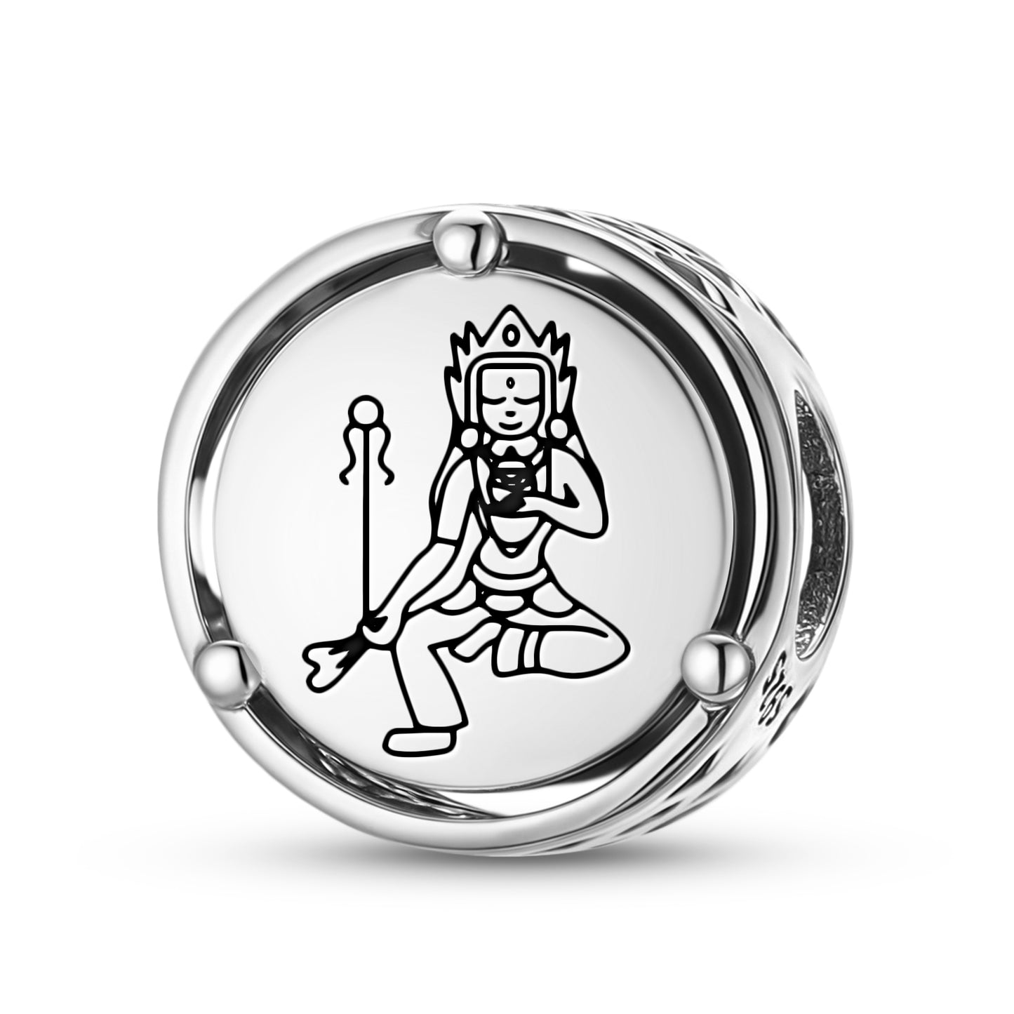 925 Sterling Silver Buddhist Gods Mandarava Charms For Bracelets & Necklaces Pendants Beads Jewelry Fit Pan Bracelet Charm Ethnic Cultural Symbols Gifts For Women