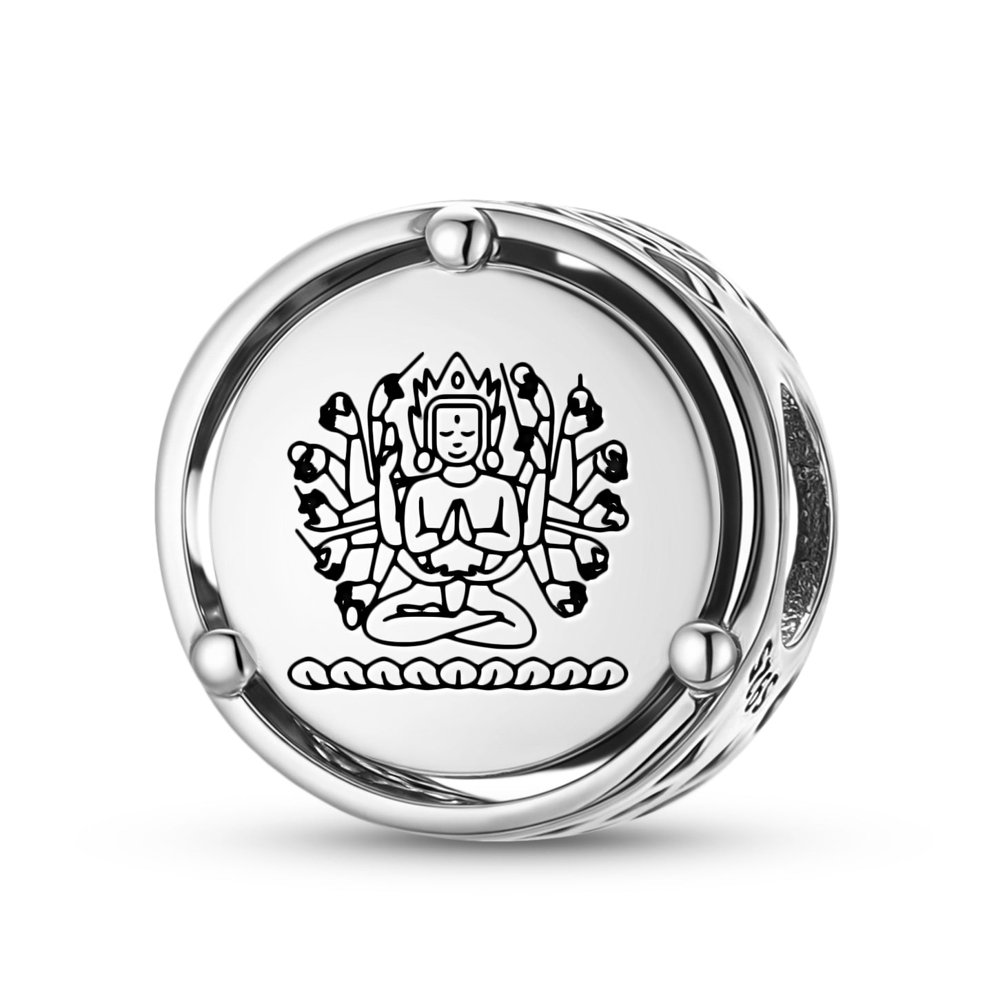 925 Sterling Silver Buddhist Gods Cunda Charms For Bracelets & Necklaces Pendants Beads Jewelry Fit Pan Bracelet Charm Ethnic Cultural Symbols Gifts For Women