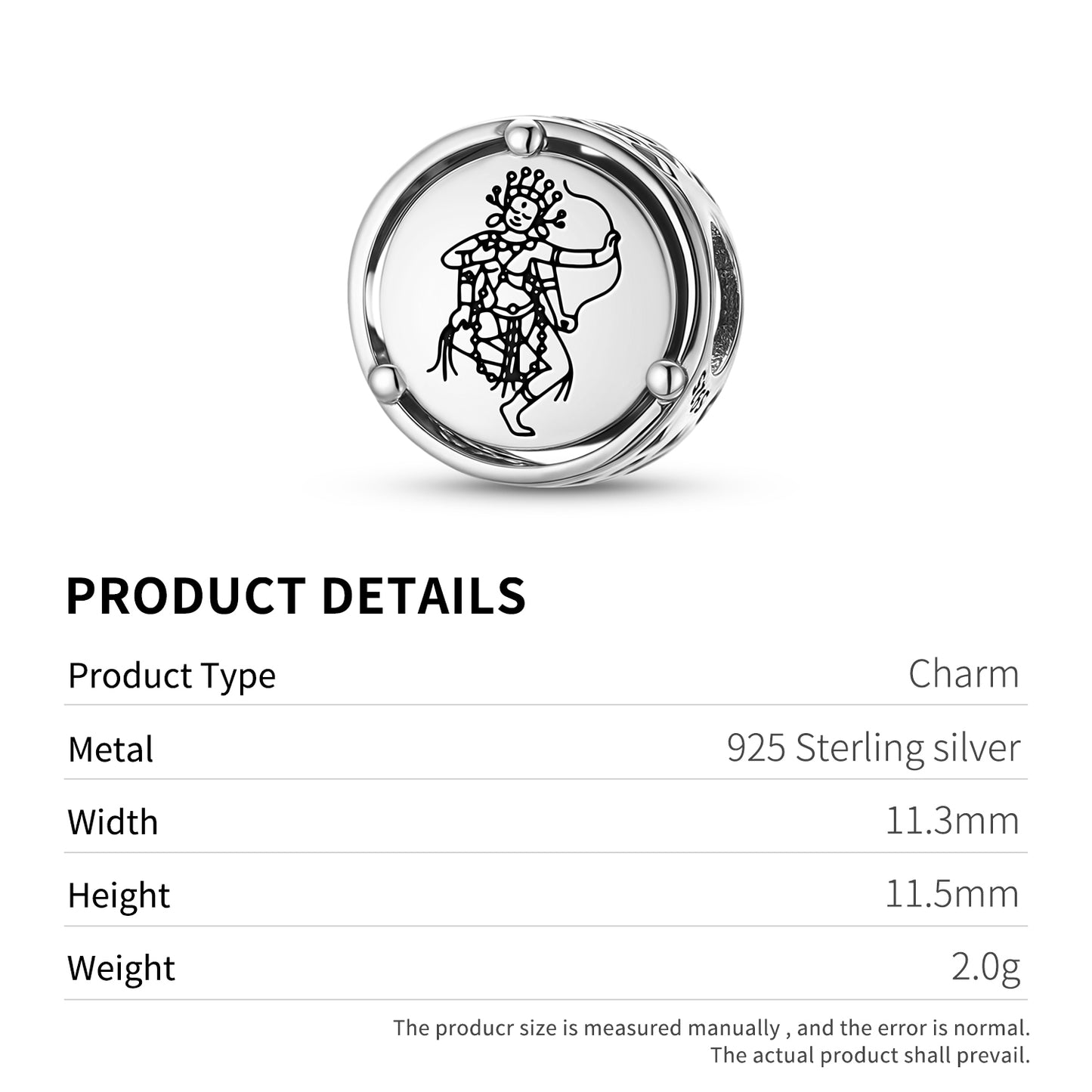 925 Sterling Silver Buddhist Gods Kurukulla Charms For Bracelets & Necklaces Pendants Beads Jewelry Fit Pan Bracelet Charm Ethnic Cultural Symbols Gifts For Women