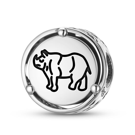 925 Sterling Silver Jainism Gainda Rhinoceros Charms For Bracelets & Necklaces Pendants Beads Jewelry Fit Pan Bracelet Charm Ethnic Cultural Symbols Gifts For Women