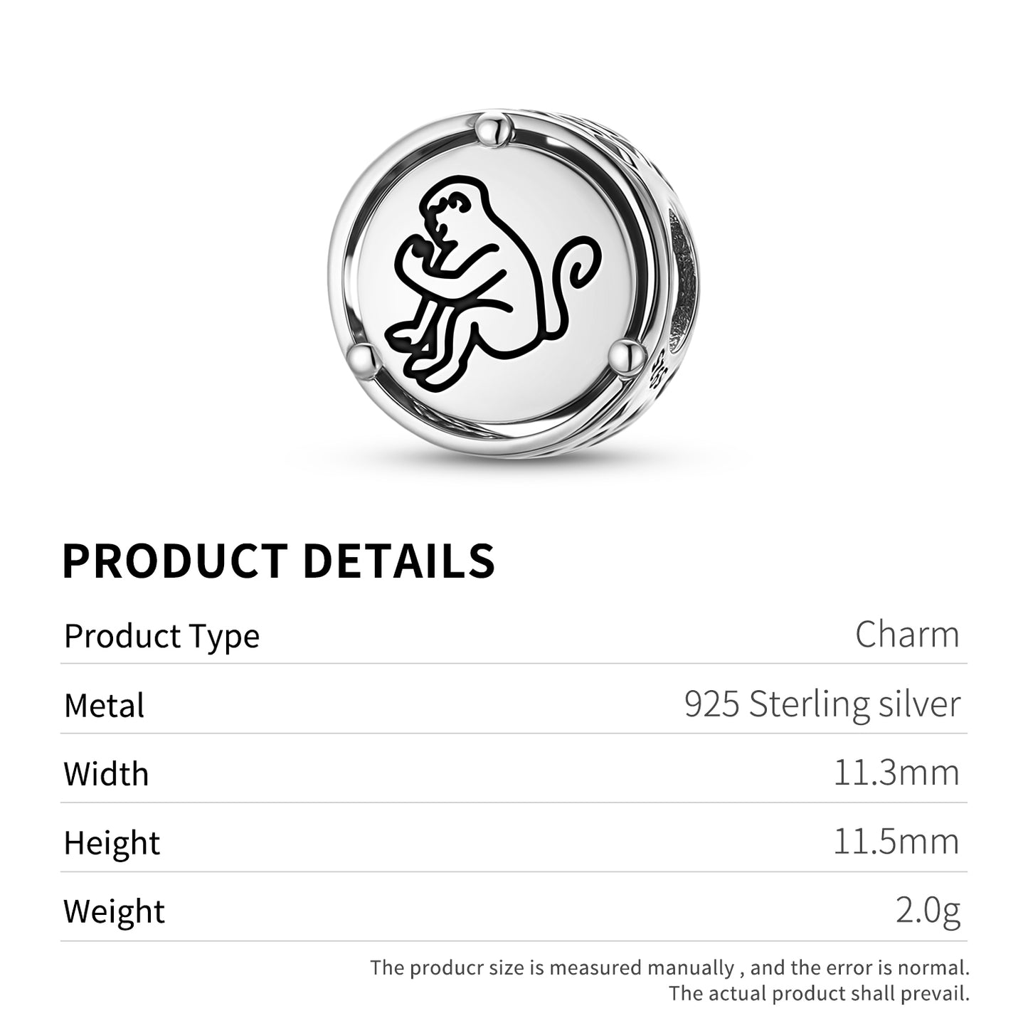 925 Sterling Silver Jainism Monkey Ape Charms For Bracelets & Necklaces Pendants Beads Jewelry Fit Pan Bracelet Charm Ethnic Cultural Symbols Gifts For Women