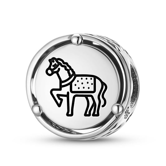 925 Sterling Silver Jainism Horse Charms For Bracelets & Necklaces Pendants Beads Jewelry Fit Pan Bracelet Charm Ethnic Cultural Symbols Gifts For Women