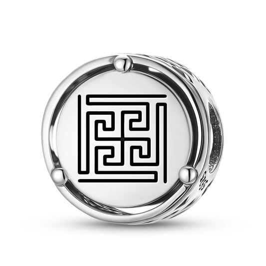 925 Sterling Silver Jainism Nandy Avarta Charms For Bracelets & Necklaces Pendants Beads Jewelry Fit Pan Bracelet Charm Ethnic Cultural Symbols Gifts For Women