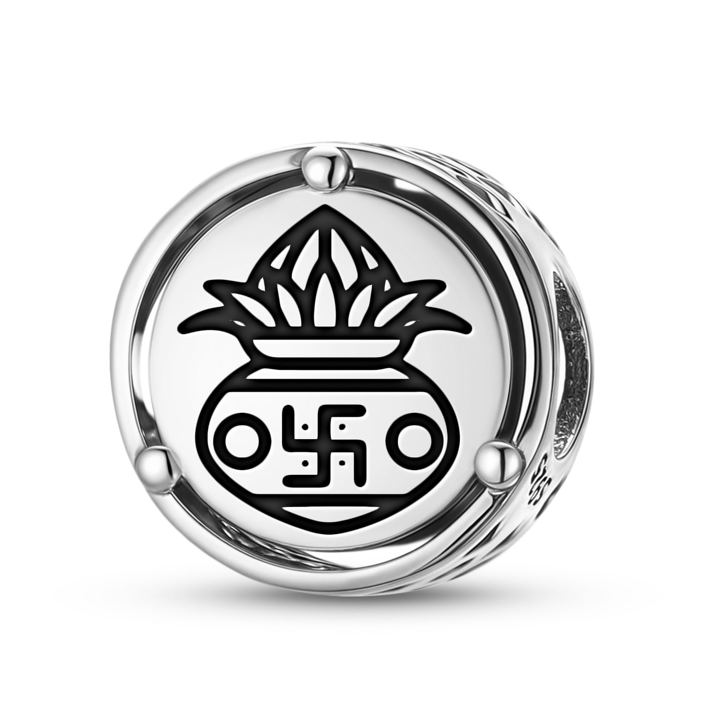 925 Sterling Silver Jainism Kalasha Charms For Bracelets & Necklaces Pendants Beads Jewelry Fit Pan Bracelet Charm Ethnic Cultural Symbols Gifts For Women