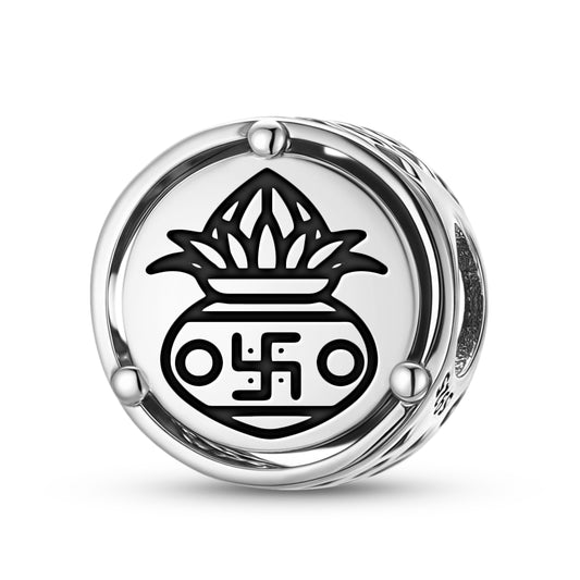 925 Sterling Silver Jainism Kalasha Charms For Bracelets & Necklaces Pendants Beads Jewelry Fit Pan Bracelet Charm Ethnic Cultural Symbols Gifts For Women