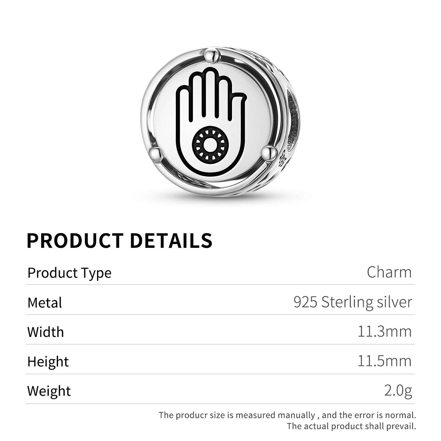 925 Sterling Silver Jainism Jain Hand Symbol Charms For Bracelets & Necklaces Pendants Beads Jewelry Fit Pan Bracelet Charm Ethnic Cultural Symbols Gifts For Women