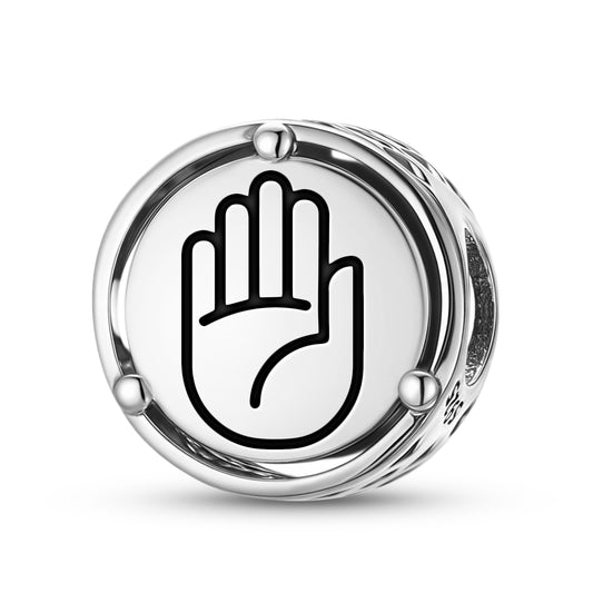 925 Sterling Silver Jainism Abhaya Mudra Charms For Bracelets & Necklaces Pendants Beads Jewelry Fit Pan Bracelet Charm Ethnic Cultural Symbols Gifts For Women