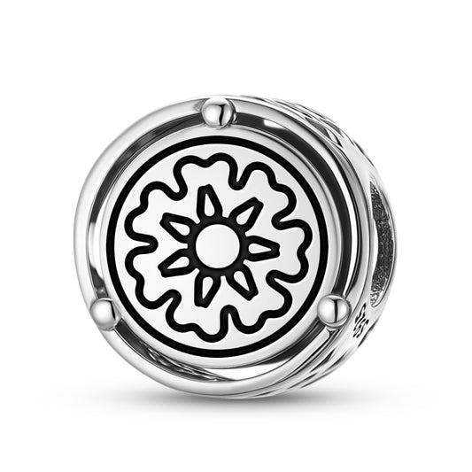 925 Sterling Silver Anthroposophy Sun Seal Charms For Bracelets & Necklaces Pendants Beads Jewelry Fit Pan Bracelet Charm Ethnic Cultural Symbols Gifts For Women