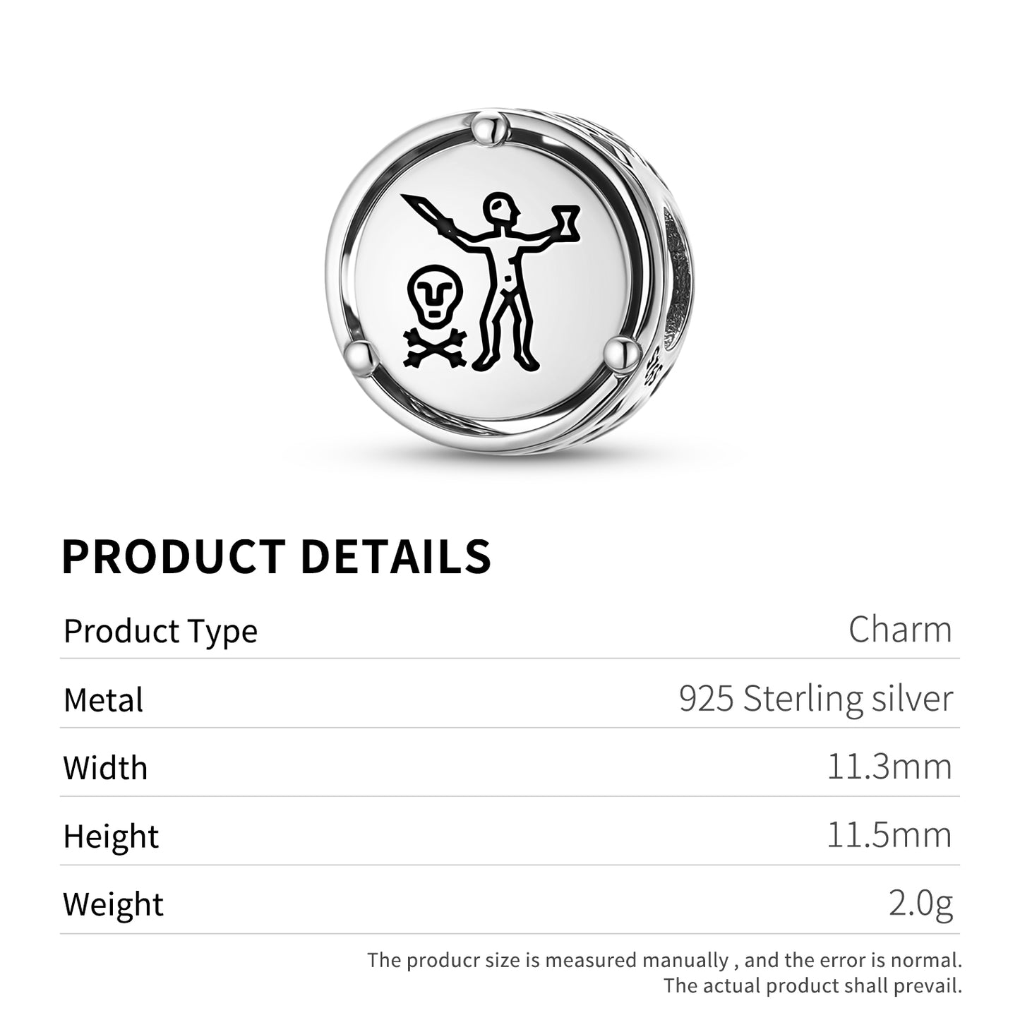 925 Sterling Silver Jolly Roger Pirate Flags Captain Charms For Bracelets & Necklaces Pendants Beads Jewelry Fit Pan Bracelet Charm Ethnic Gifts For Women
