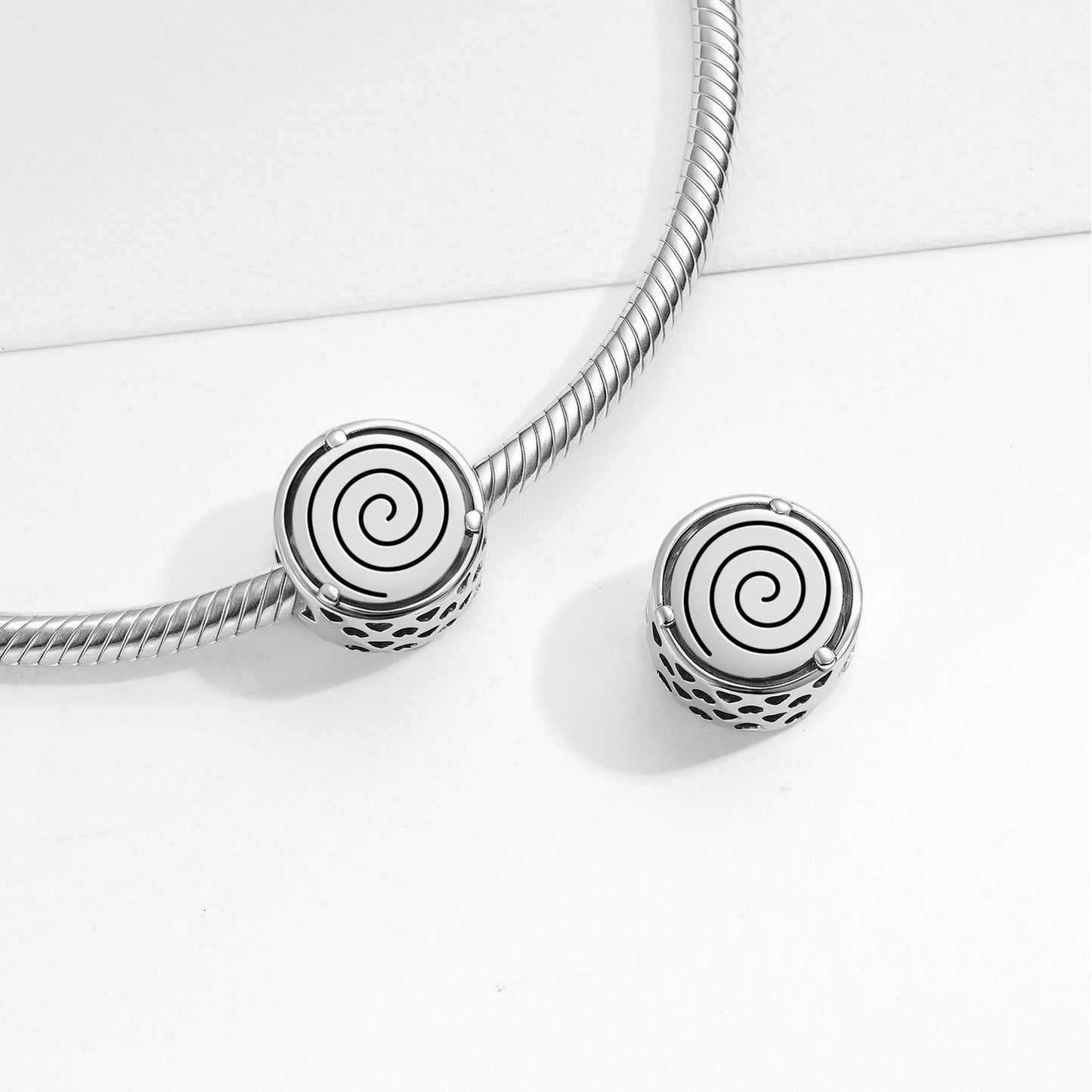 925 Sterling Silver Nazca Lines The Spiral Charms For Bracelets & Necklaces Pendants Beads Jewelry Fit Pan Bracelet Charm Ethnic Cultural Symbols Gifts For Women