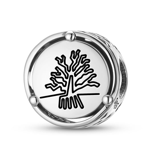 925 Sterling Silver Nazca Lines The Tree Charms For Bracelets & Necklaces Pendants Beads Jewelry Fit Pan Bracelet Charm Ethnic Cultural Symbols Gifts For Women