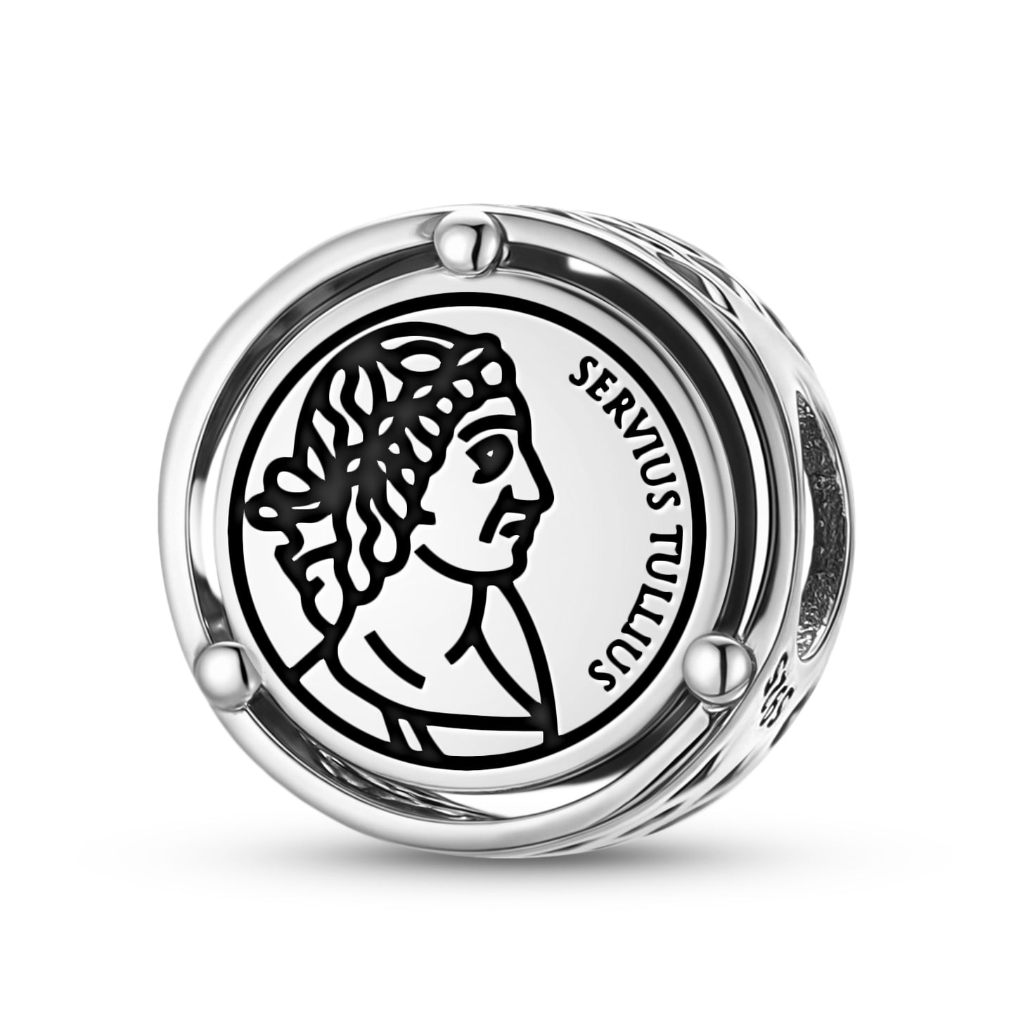 925 Sterling Silver Roman Empire Servius Tullius Charms For Bracelets & Necklaces Pendants Beads Jewelry Fit Pan Bracelet Charm Ethnic Cultural Symbols Gifts For Women