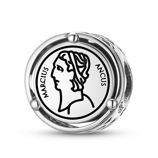 925 Sterling Silver Roman Empire Ancus Marzio Charms For Bracelets & Necklaces Pendants Beads Jewelry Fit Pan Bracelet Charm Ethnic Cultural Symbols Gifts For Women