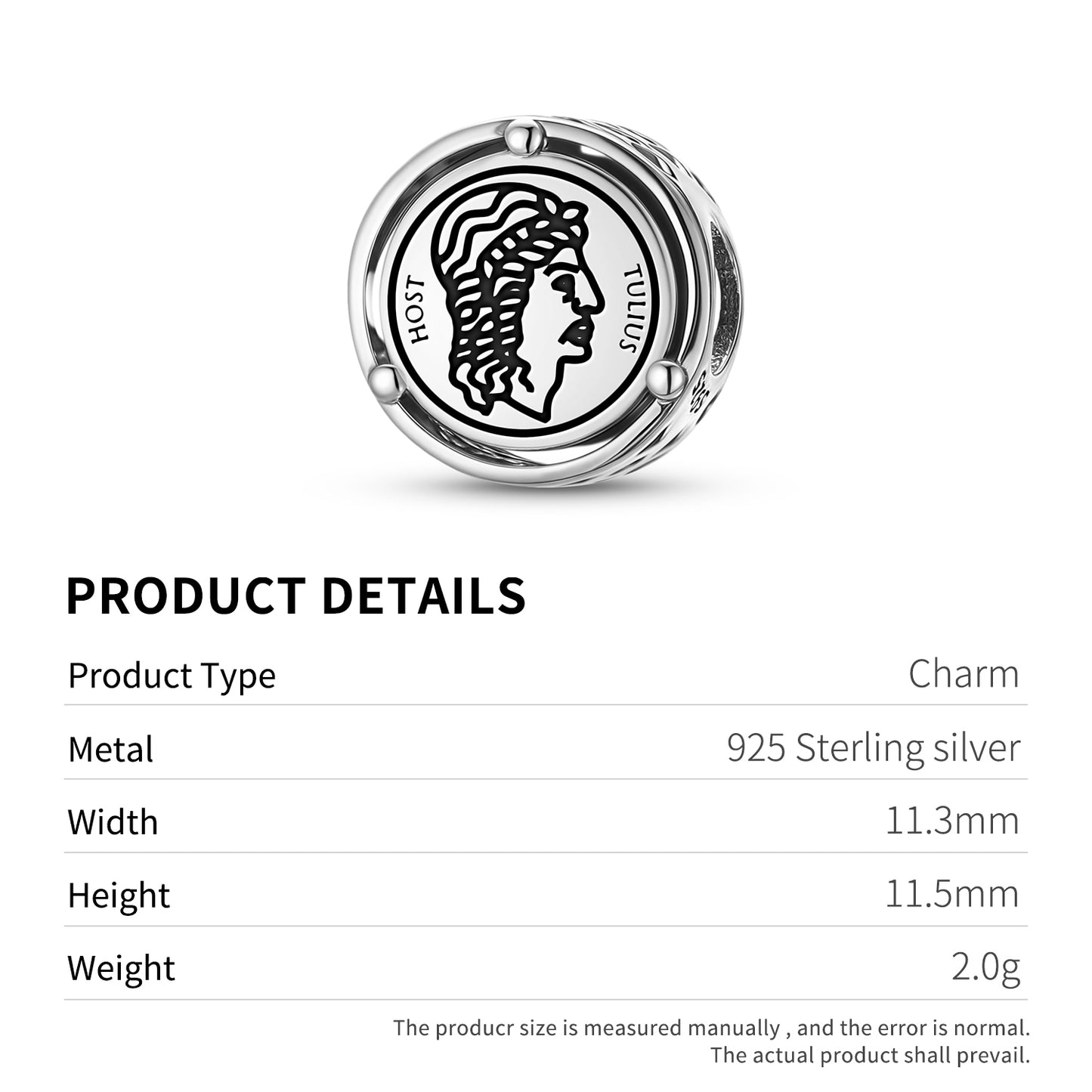925 Sterling Silver Roman Empire Tullus Hostilius Charms For Bracelets & Necklaces Pendants Beads Jewelry Fit Pan Bracelet Charm Ethnic Cultural Symbols Gifts For Women