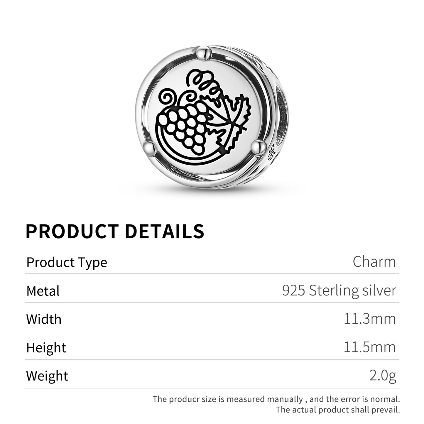 925 Sterling Silver Roman Empire Grapevine Vitis Vivifera Charms For Bracelets & Necklaces Pendants Beads Jewelry Fit Pan Bracelet Charm Ethnic Cultural Symbols Gifts For Women