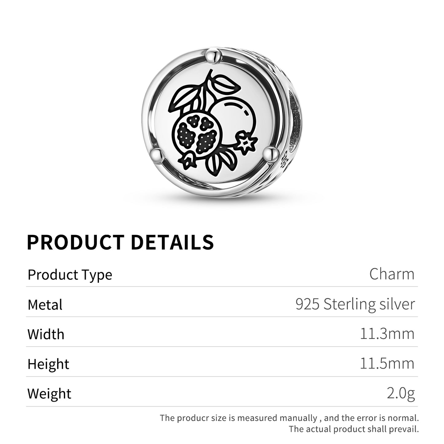 925 Sterling Silver Roman Empire The Pomegranate Charms For Bracelets & Necklaces Pendants Beads Jewelry Fit Pan Bracelet Charm Ethnic Cultural Symbols Gifts For Women