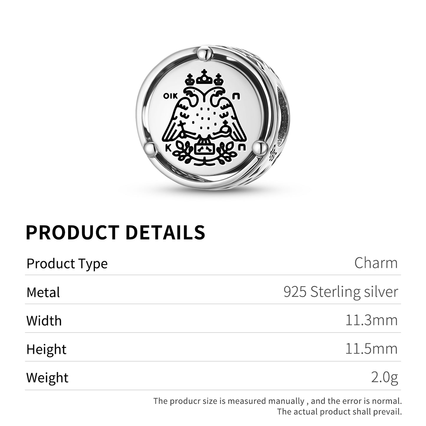 925 Sterling Silver Roman Empire Double-Headed Eagle Charms For Bracelets & Necklaces Pendants Beads Jewelry Fit Pan Bracelet Charm Ethnic Cultural Symbols Gifts For Women