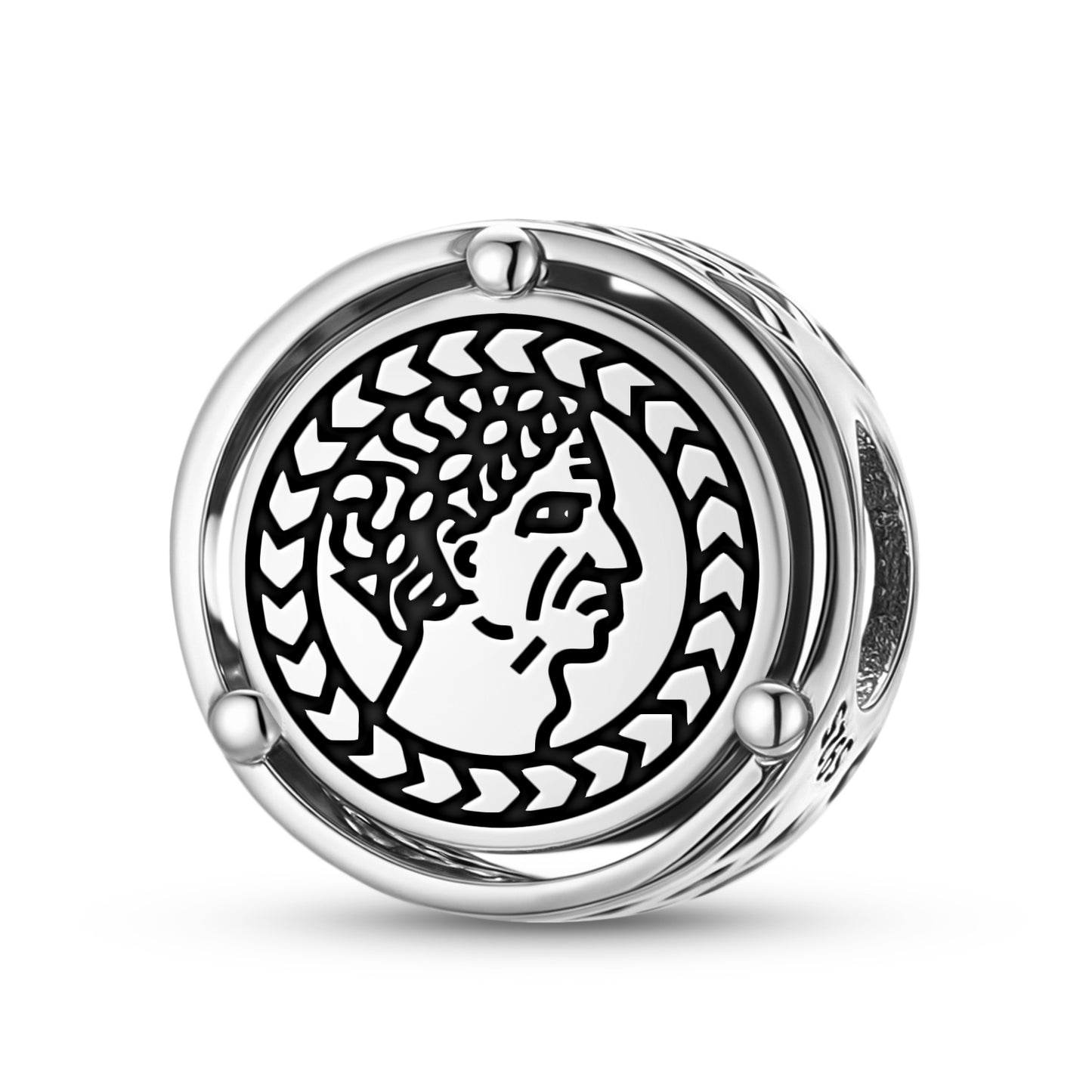 925 Sterling Silver Roman Empire Julius Caesar Charms For Bracelets & Necklaces Pendants Beads Jewelry Fit Pan Bracelet Charm Ethnic Cultural Symbols Gifts For Women