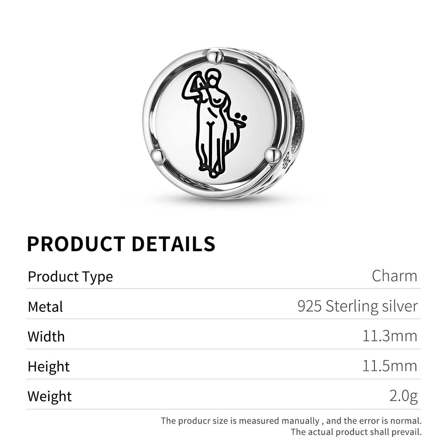 925 Sterling Silver Roman Empire Venus Genetrix Charms For Bracelets & Necklaces Pendants Beads Jewelry Fit Pan Bracelet Charm Ethnic Cultural Symbols Gifts For Women