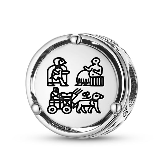 925 Sterling Silver Sumerian Standard Of Ur Charms For Bracelets & Necklaces Pendants Beads Jewelry Fit Pan Bracelet Charm Ethnic Cultural Symbols Gifts For Women