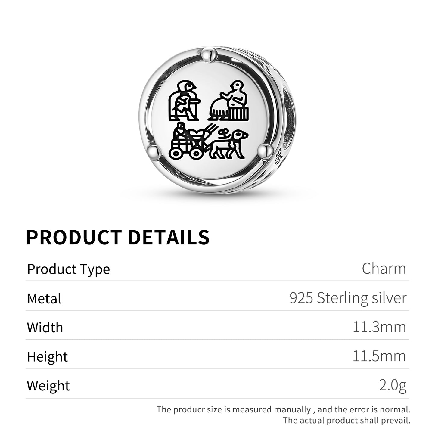 925 Sterling Silver Sumerian Standard Of Ur Charms For Bracelets & Necklaces Pendants Beads Jewelry Fit Pan Bracelet Charm Ethnic Cultural Symbols Gifts For Women
