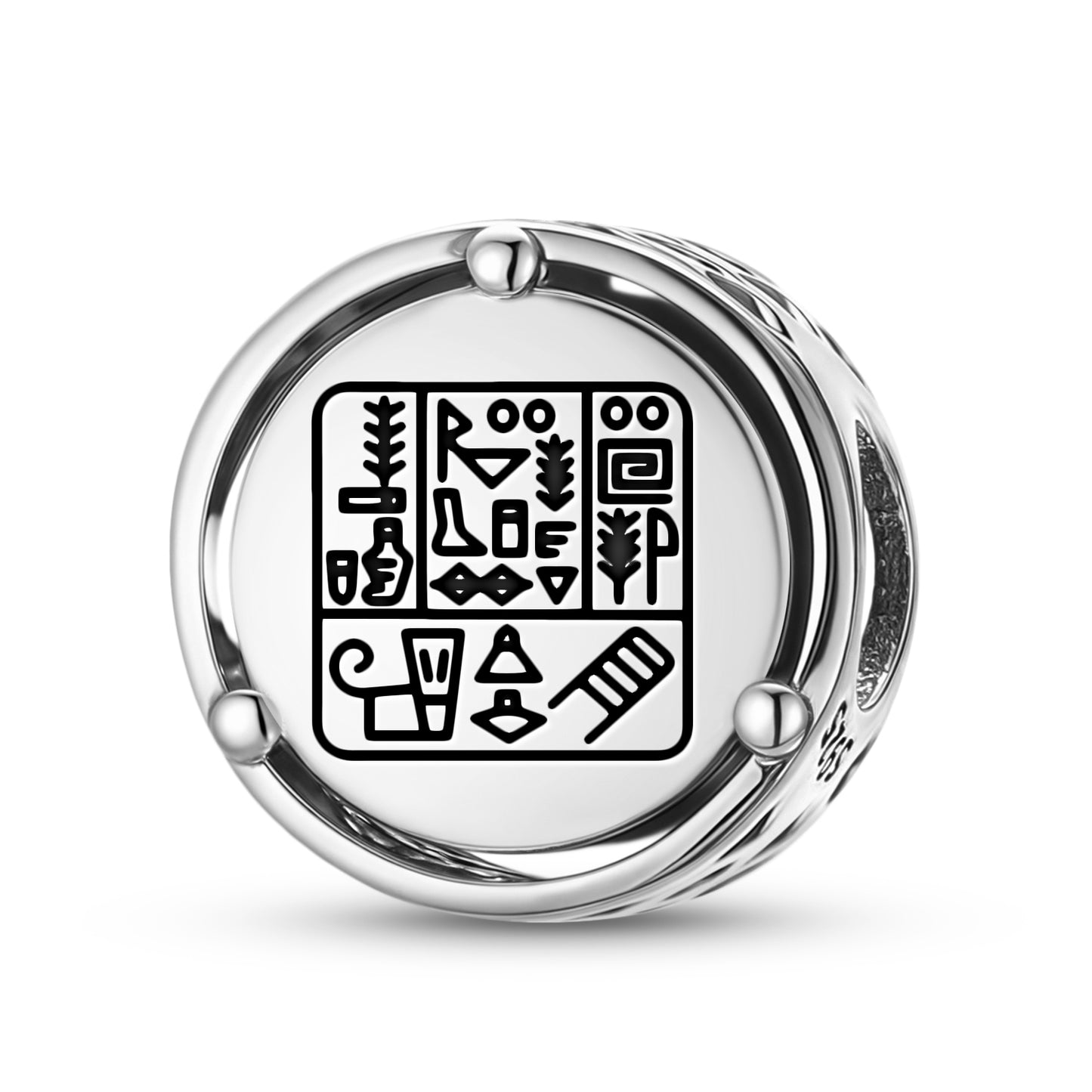 925 Sterling Silver Sumerian Cuneiform Alphabet Charms For Bracelets & Necklaces Pendants Beads Jewelry Fit Pan Bracelet Charm Ethnic Cultural Symbols Gifts For Women