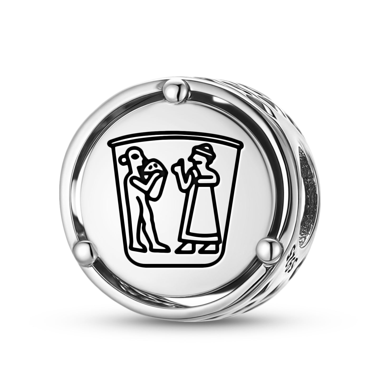 925 Sterling Silver Sumerian Warka Vase Charms For Bracelets & Necklaces Pendants Beads Jewelry Fit Pan Bracelet Charm Ethnic Cultural Symbols Gifts For Women