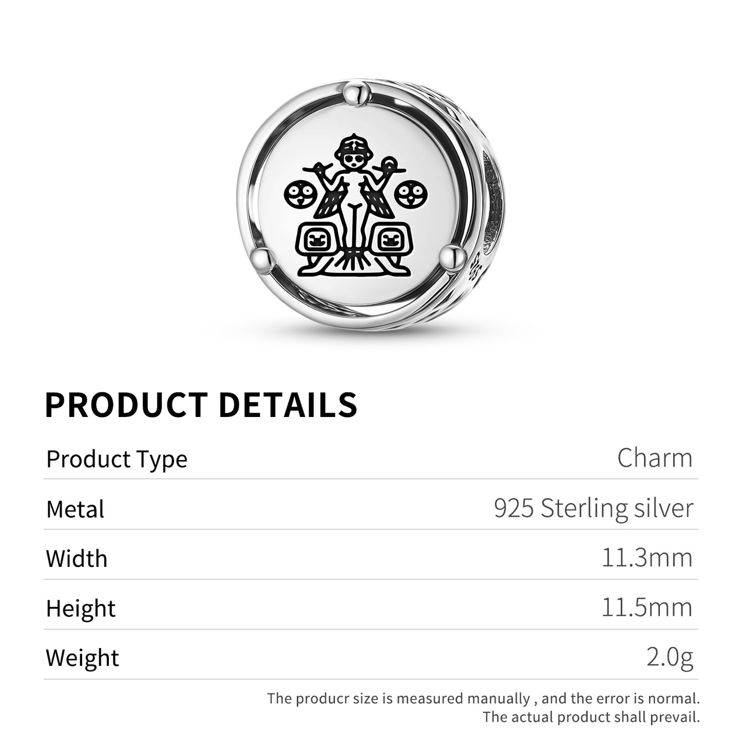 925 Sterling Silver Sumerian Ereshkigal Charms For Bracelets & Necklaces Pendants Beads Jewelry Fit Pan Bracelet Charm Ethnic Cultural Symbols Gifts For Women