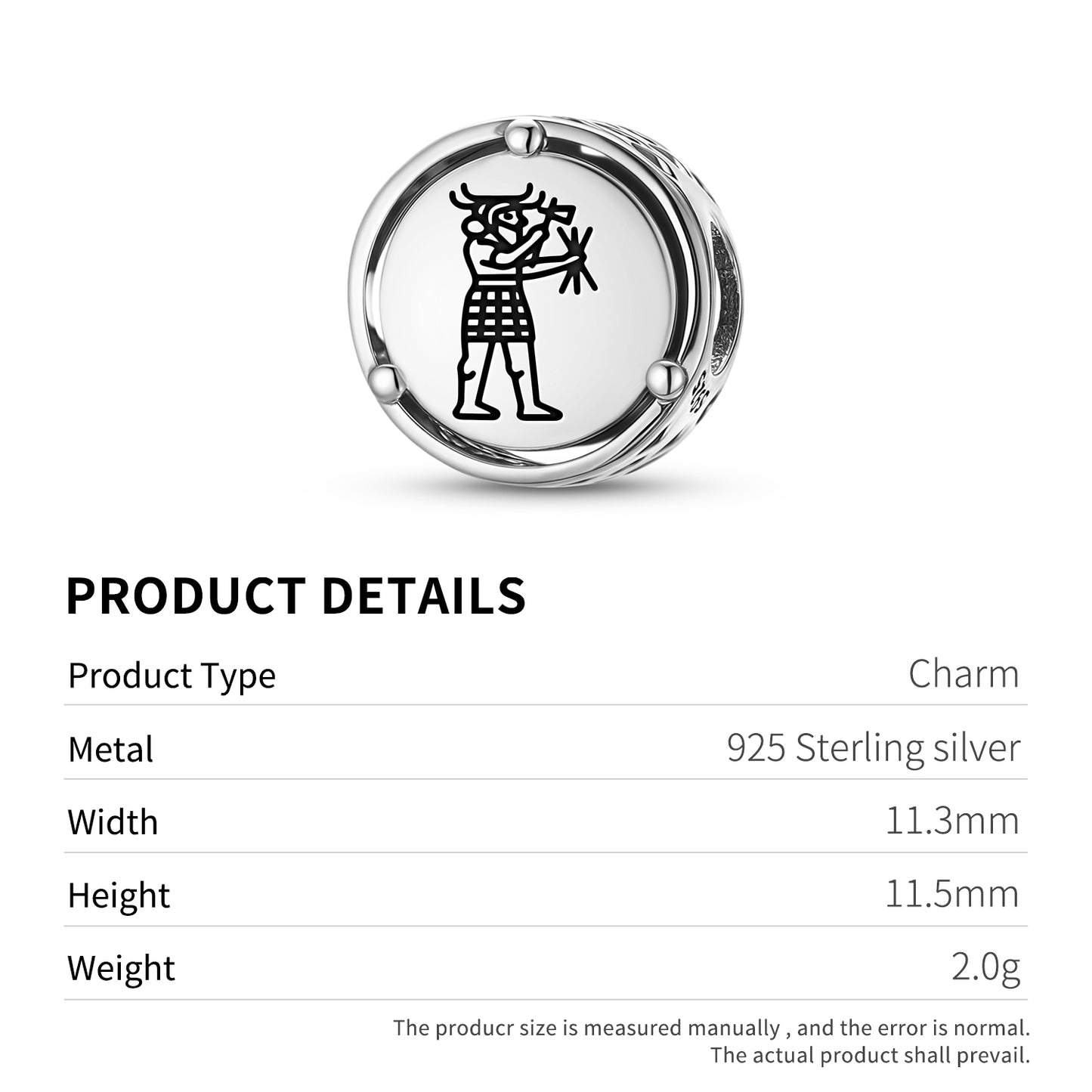 925 Sterling Silver Sumerian Ishkur Charms For Bracelets & Necklaces Pendants Beads Jewelry Fit Pan Bracelet Charm Ethnic Cultural Symbols Gifts For Women