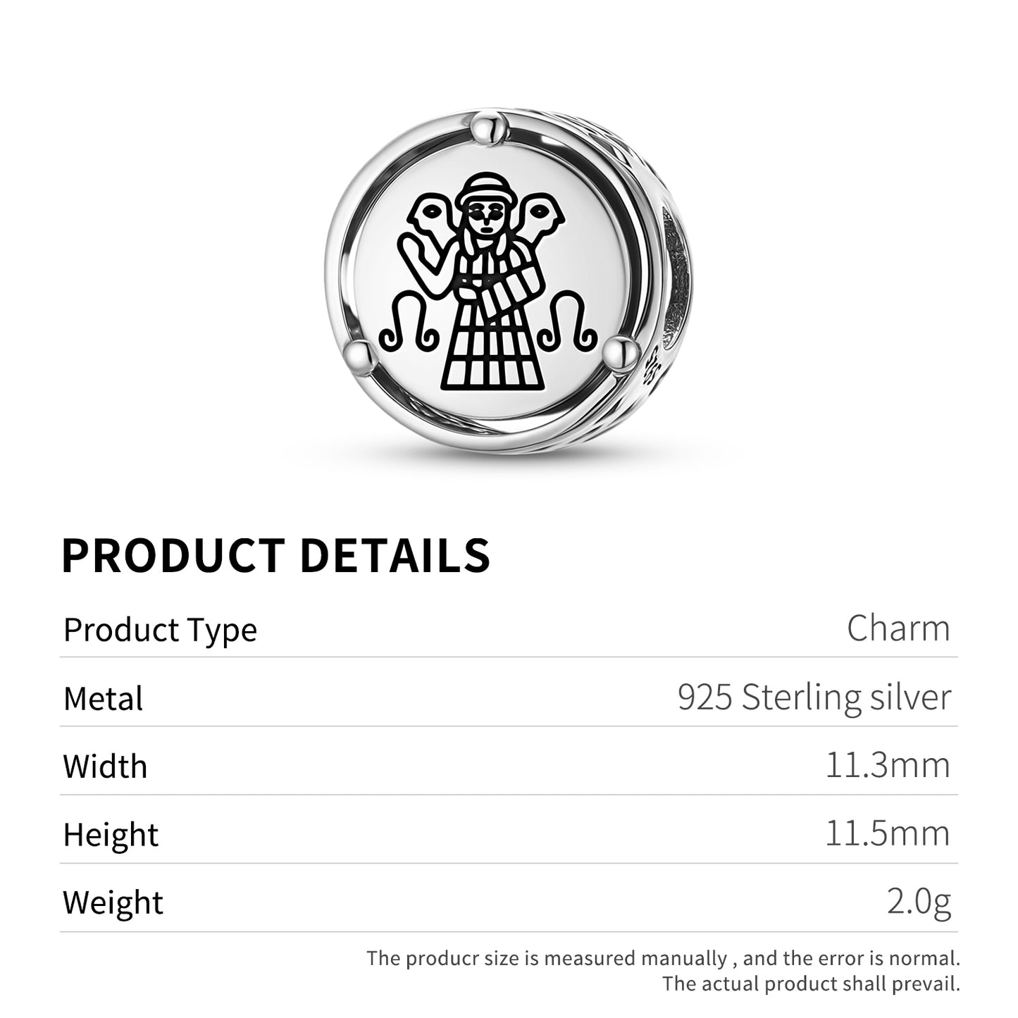 925 Sterling Silver Sumerian Ninhursag Damgalnuna Charms For Bracelets & Necklaces Pendants Beads Jewelry Fit Pan Bracelet Charm Ethnic Cultural Symbols Gifts For Women