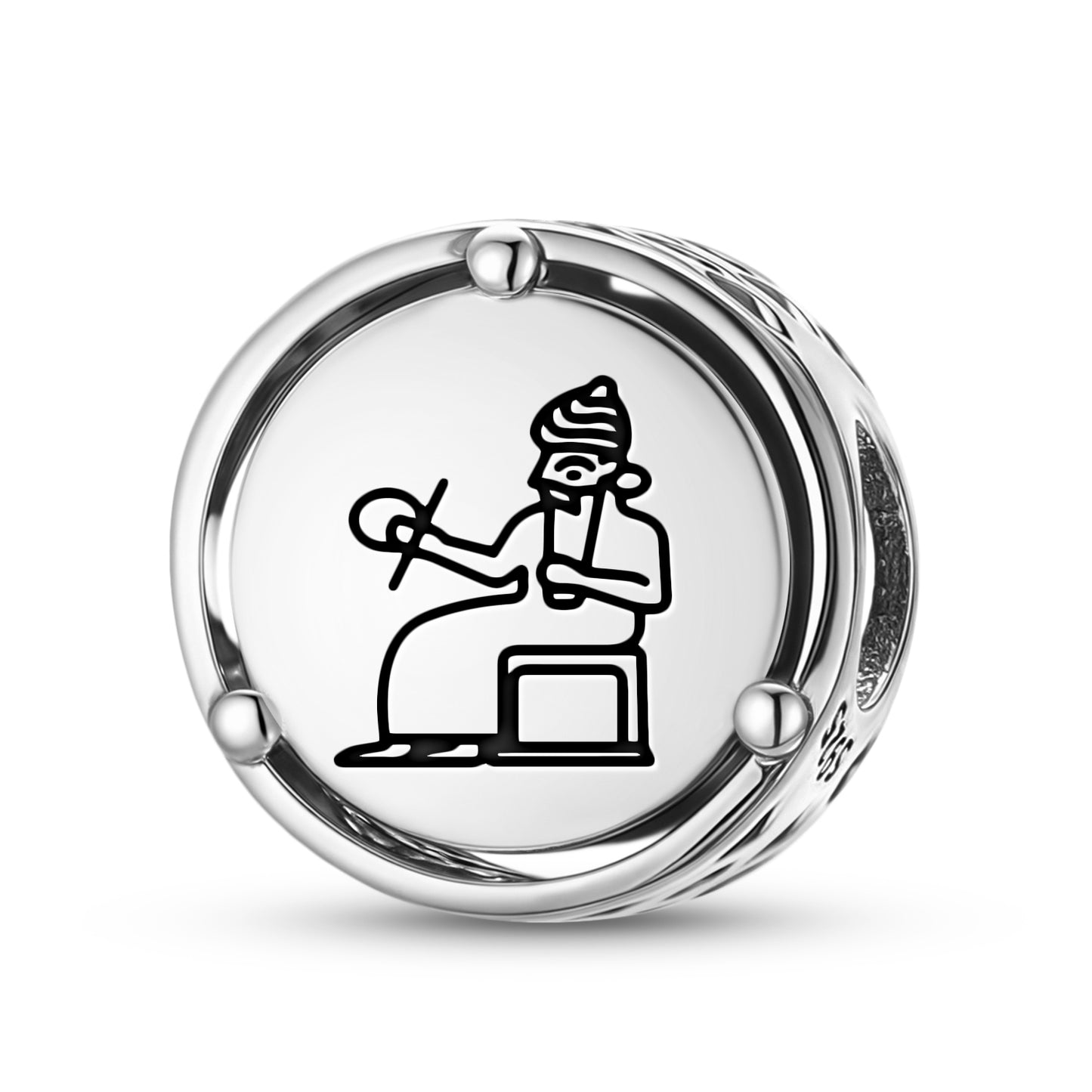 925 Sterling Silver Sumerian Shamash Charms For Bracelets & Necklaces Pendants Beads Jewelry Fit Pan Bracelet Charm Ethnic Cultural Symbols Gifts For Women