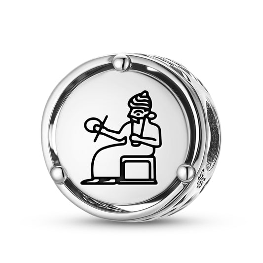 925 Sterling Silver Sumerian Shamash Charms For Bracelets & Necklaces Pendants Beads Jewelry Fit Pan Bracelet Charm Ethnic Cultural Symbols Gifts For Women