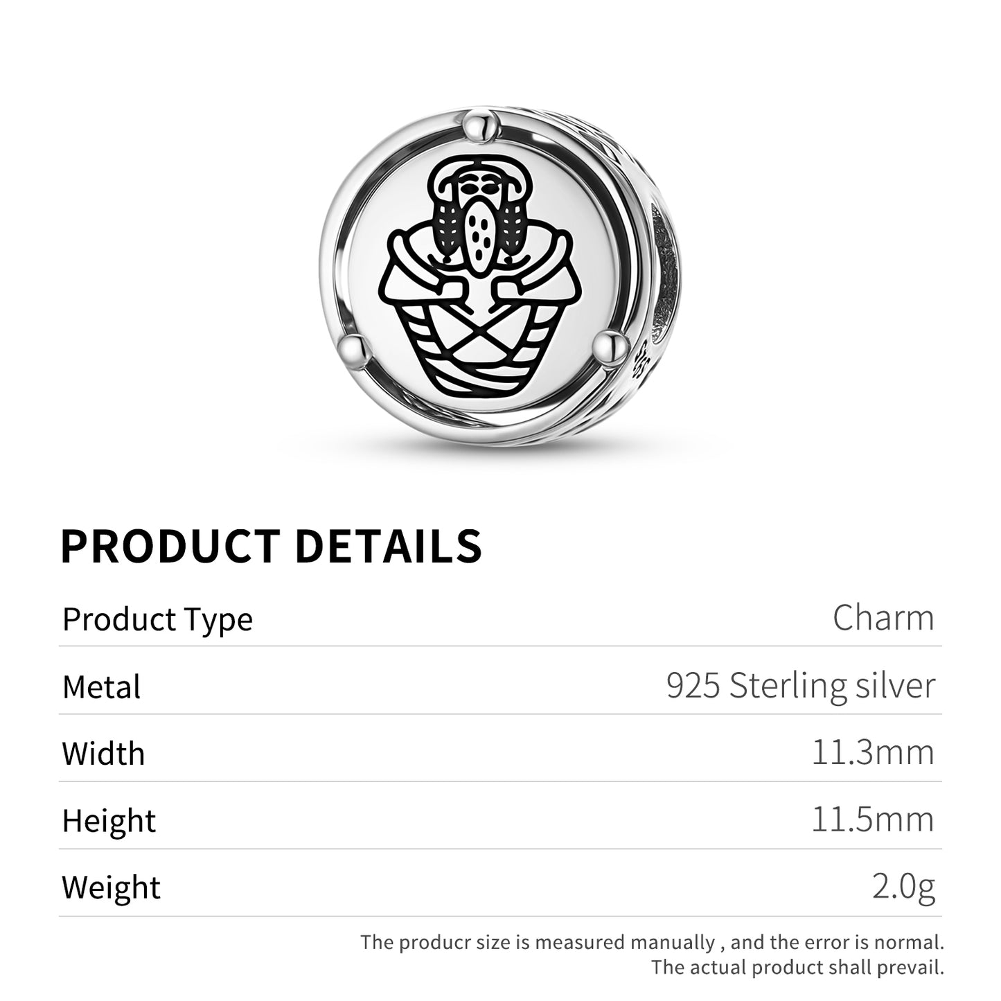 925 Sterling Silver Sumerian Tammuz Charms For Bracelets & Necklaces Pendants Beads Jewelry Fit Pan Bracelet Charm Ethnic Cultural Symbols Gifts For Women