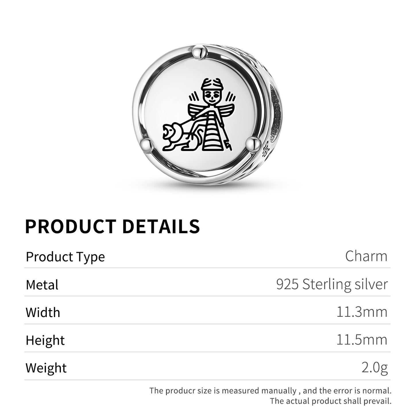 925 Sterling Silver Sumerian Inanna Ishtar Charms For Bracelets & Necklaces Pendants Beads Jewelry Fit Pan Bracelet Charm Ethnic Cultural Symbols Gifts For Women