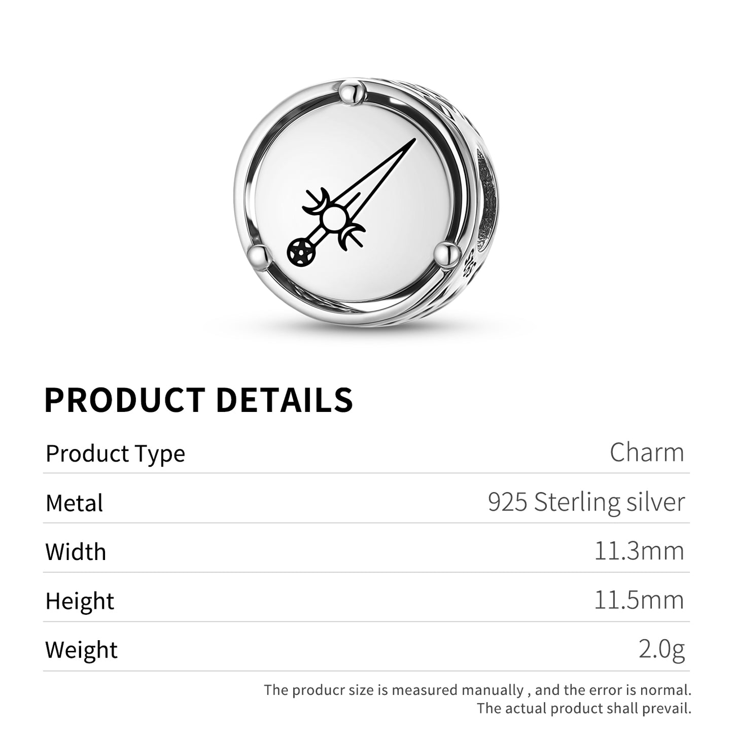 925 Sterling Silver Wicca Athame – Dagger Charms For Bracelets & Necklaces Pendants Beads Jewelry Fit Pan Bracelet Charm Ethnic Cultural Symbols Gifts For Women