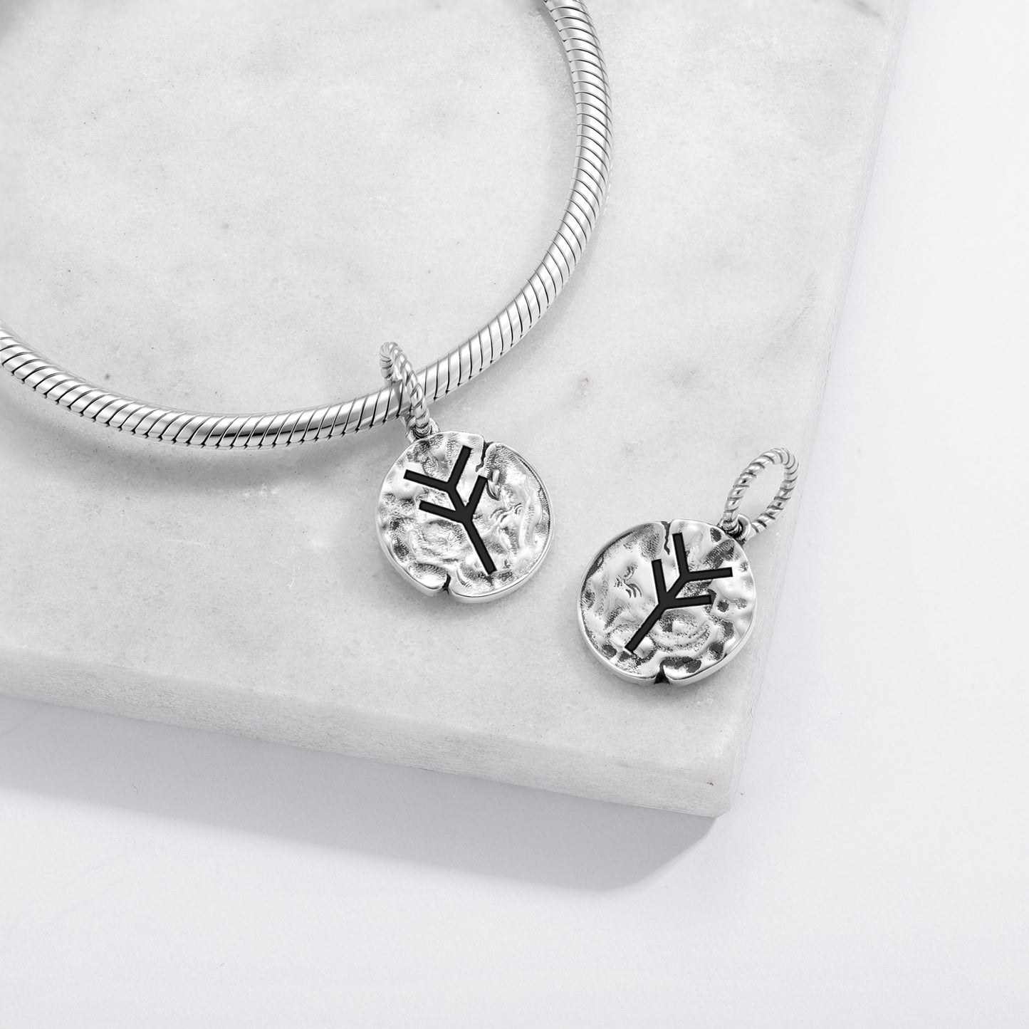Native Rock Art Focus Ideas Symbol 925 Sterling Silver Hand Textured Dangle Charm For Charm Bracelets