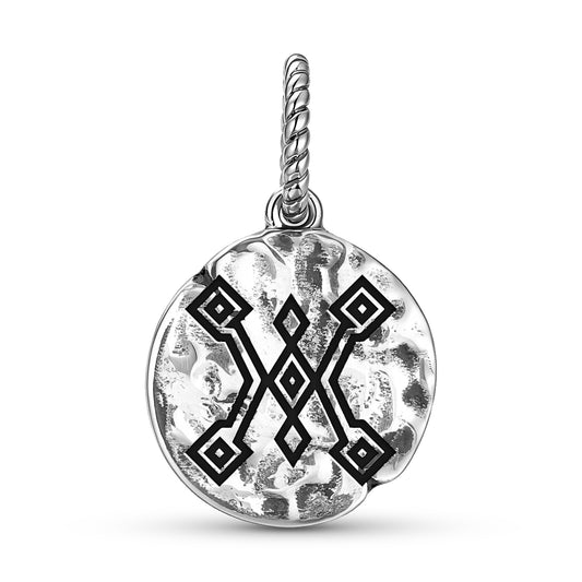 Turkish Sac Bagi Hair Band Symbol 925 Sterling Silver Hand Textured Dangle Charm For Charm Bracelets