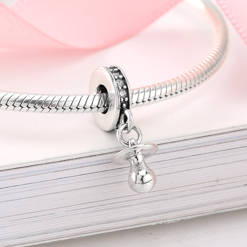 S925 Sterling Silver Pacifier Dangle Charm Cute Baby Pendant Bead For DIY Charm Bracelet Necklace Jewelry Making Gift