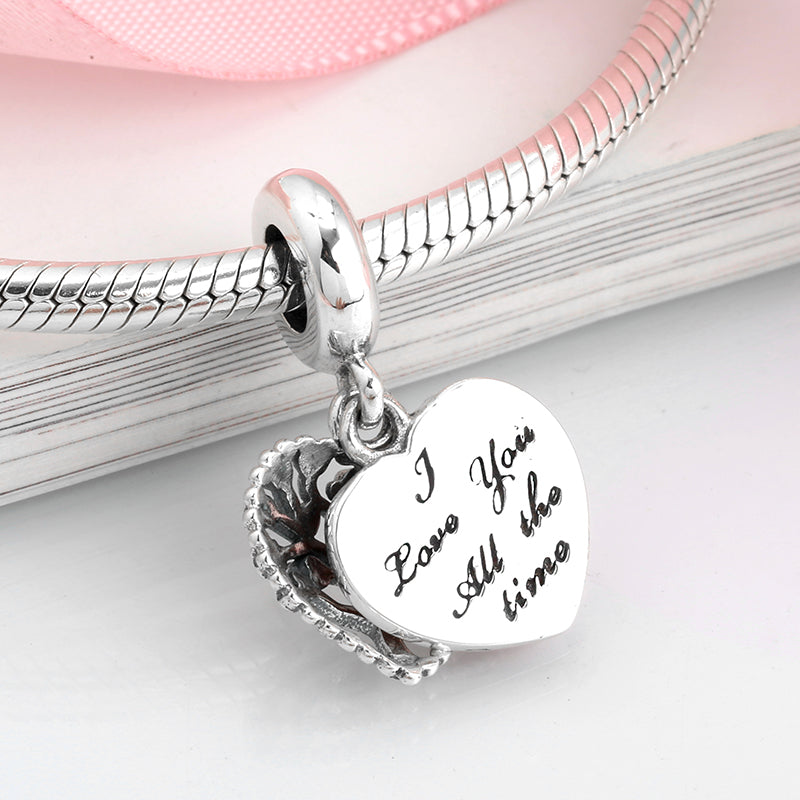 S925 Sterling Silver Red Tree Of Life Dangle Charm Hollow Enamel Pendant Bead For DIY Charm Bracelet Necklace Jewelry Making Gift