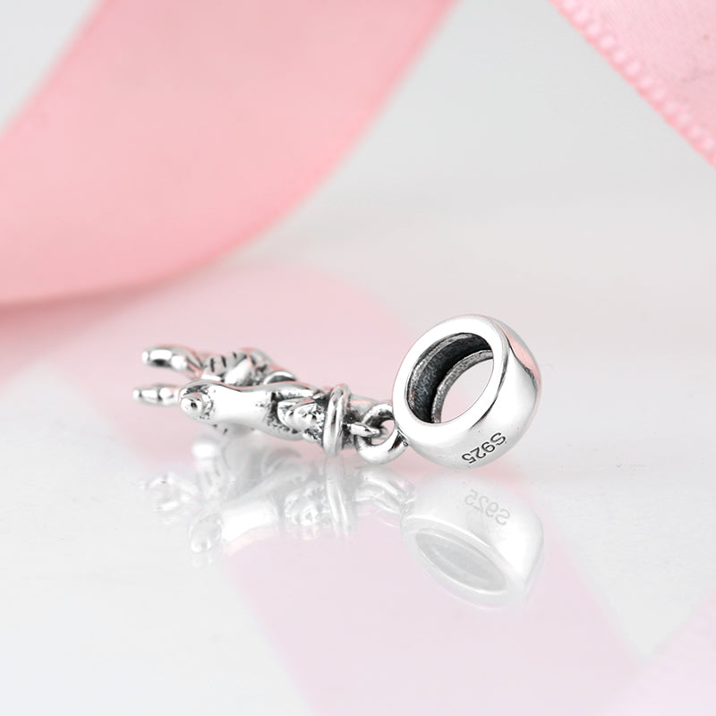 S925 Sterling Silver Witch On Broom Dangle Charm Halloween Pendant Bead For DIY Charm Bracelet Necklace Jewelry Making Gift